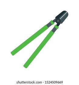 Garden long scissors icon. Flat illustration of garden long scissors vector icon for web design