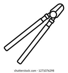 Garden long scissors icon. Outline garden long scissors vector icon for web design isolated on white background