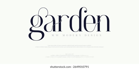 Garden luxury beauty font alphabet logo. Typography beautiful minimal elegant serif fonts fashion wedding vintage retro logos. vector illustration