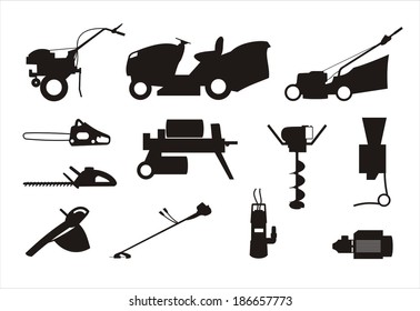 Garden Machinery Silhouettes