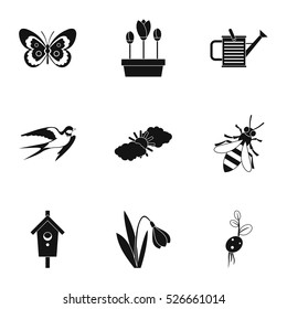 Garden maintenance icons set. Simple illustration of 9 garden maintenance vector icons for web