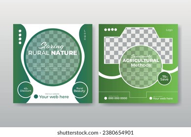 Garden Maintenance and Lawn Care Social Media post design template Set. Complete Bundle for Agriculture and Farming Businesses