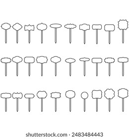 Garden marker icon vector set. Nameplate illustration sign collection. Border symbol. Frame logo.