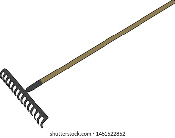 Garden: metal rake with wooden handle
