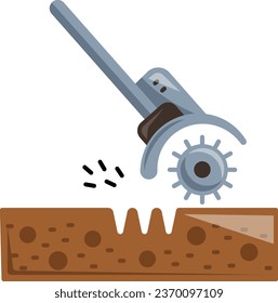 Garden Mini Power Tiller concept, Rotary or Weeder in farm field vector color icon design, Lawn and Gardening symbol, Farm and Plant sign, agriculture and horticulture equipment stock illustration