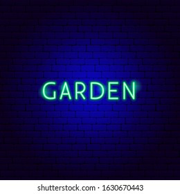 Garden Neon Text. Vector Illustration of Nature Promotion.