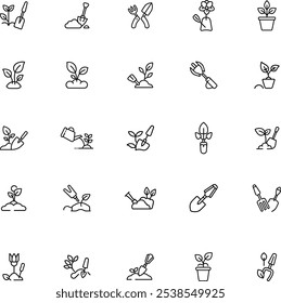 Gärtnerei dünne Linie Icons - editierbare Stroke