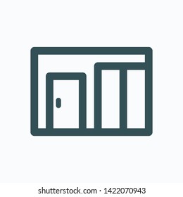 Garden office isolated icon, garden studio building linear vector icon