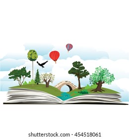 Garden on the book illustration vector