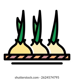 Garden onion icon. Outline garden onion vector icon color flat isolated