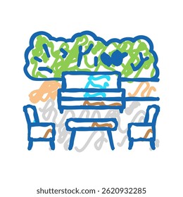 garden outdoor furniture doodle icon sketch vector. garden outdoor furniture sign. isolated symbol illustration