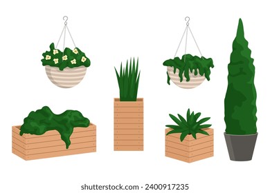 Garden outdoor furniture. Furniture for rest relaxation cartoon vector