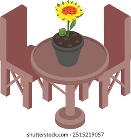 Garden outdoor Sitting Area isometric concept, Green seating vector icon design, Lawn and Gardening symbol, Farm and Plant sign, agriculture and horticulture equipment stock illustration