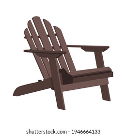Garden outdoor wooden chair in several positions. Traditional garden furniture. Vecror illustration isolated on white background.