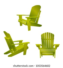 Garden outdoor wooden chair. Traditional garden furniture. Vecror illustration isolated on white background.