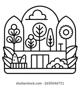 garden outline vector icon on