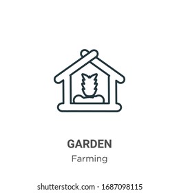 Garden outline vector icon. Thin line black garden icon, flat vector simple element illustration from editable gardening concept isolated stroke on white background