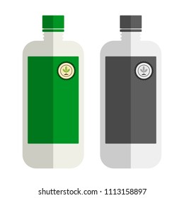 Garden packing a bottle of fertilizer, vector garden pack icon, flat style.