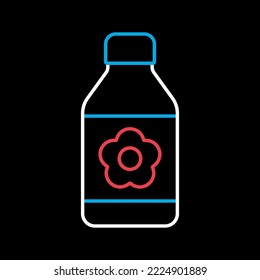 Gartenpackflasche mit Dünger, Vektorgrafik auf schwarzem Hintergrund. Graph Symbol für Landwirtschaft, Garten und Pflanzen Website und Design, Logo, App, UI
