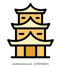 Garden pagoda icon outline vector. Chinese building. House temple color flat