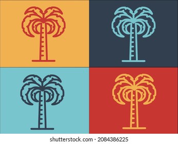 Gartenpalme-Logo-Vorlage, einfaches Flachsymbol von Palmen, Garten, Sommer