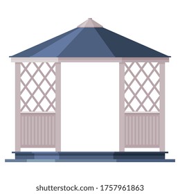 Garden or Park Gazebo, Urban Infrastructure Design Element, Flat Style Vector Illustration on White Background