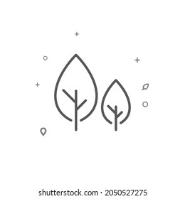 Garden or park simple vector line icon. Two trees sign isolated on white background. Editable stroke. Adjust line weight.