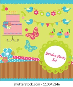 garden party cute collection. vector illustration