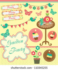 garden party cute collection. vector illustration