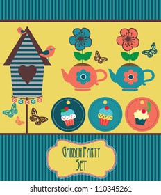 garden party cute collection. vector illustration