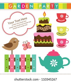 garden party cute collection. vector illustration