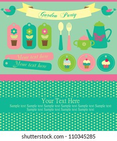 garden party cute collection. vector illustration