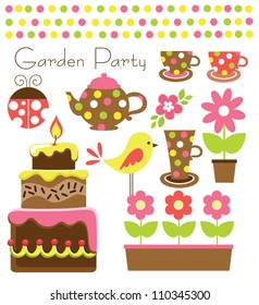 garden party cute collection. vector illustration