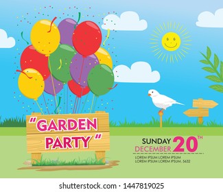 Garden Party Invitation Vector Illustration