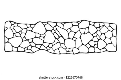 Garden path. Decorative stonework. Vector sketch. isolated object.