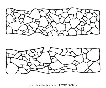 garden path of tiles set. masonry stone. in isolation vector.