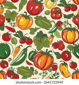 Garden Pepper vector seamless pattern background, perfect for all sorts of prints, fabrics, wallpaper, crockery and more