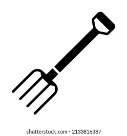 Garden pitchfork isolated vector glyph icon. Graph symbol for agriculture, garden and plants web site and apps design, logo, app, UI