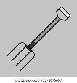 Garden pitchfork isolated vector grayscale icon. Graph symbol for agriculture, garden and plants web site and apps design, logo, app, UI