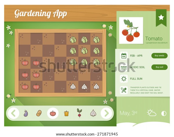 Garden Planner App Vegetables Nutrition Sheet Stock Vector