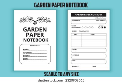 Garden planner logbook. Low content kdp interior design template