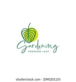 garden plant leaf stripes abstract green logo symbol icon vector graphic design illustration idea creative 
