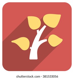 Garden Plant long shadow vector icon. Style is a flat symbol on a red rounded square button.