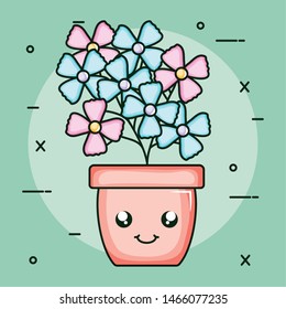 garden plant in pot kawaii character