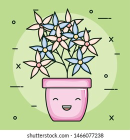 garden plant in pot kawaii character