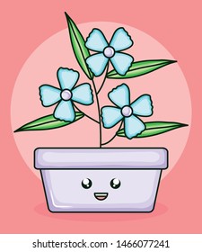 garden plant in square pot kawaii character