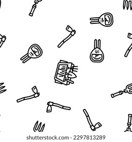 garden plant tree nature seed vector seamless pattern thin line illustration