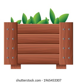 Garden plant wood pot icon. Cartoon of Garden plant wood pot vector icon for web design isolated on white background