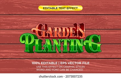 Garden Planting 3D Text Effect, Editable Text For Floral Theme.