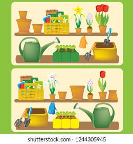 garden planting seedlings set gardening find differences